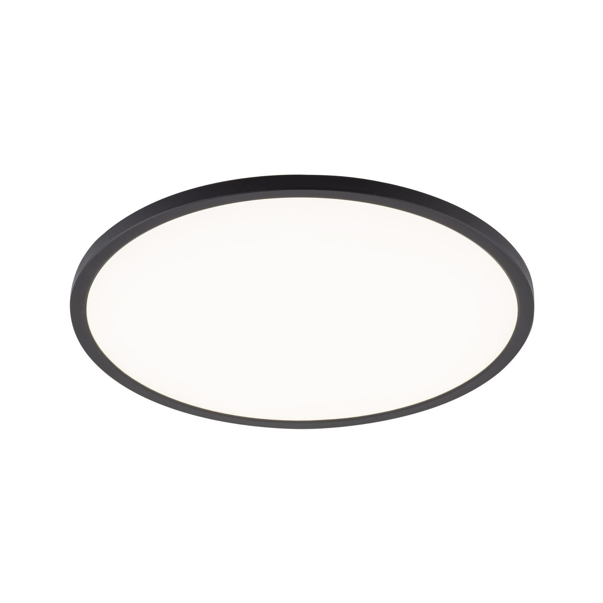 Plafon LED Aqua D40 o średnicy 40 cm, czarny z matowym wykończeniem. Okrągły kształt, zintegrowane źródło światła o mocy 36W, klasa szczelności IP54, idealny do użytku w łazienkach. Produkt montowany sufitowo.