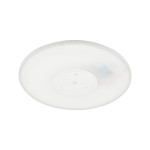 Plafon LED Aqua D50 w kolorze białym, o średnicy 50 cm, z matową, okrągłą obudową. Posiada klasę szczelności IP54, przeznaczony do wnętrz. Ujęcie z góry, ukazujące równą powierzchnię i centralny punkt mocowania.