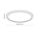 Czarny plafon LED Aqua D50 o średnicy 500 mm i wysokości 29 mm, o klasie szczelności IP54. Prosty, okrągły kształt, idealny do nowoczesnych wnętrz.