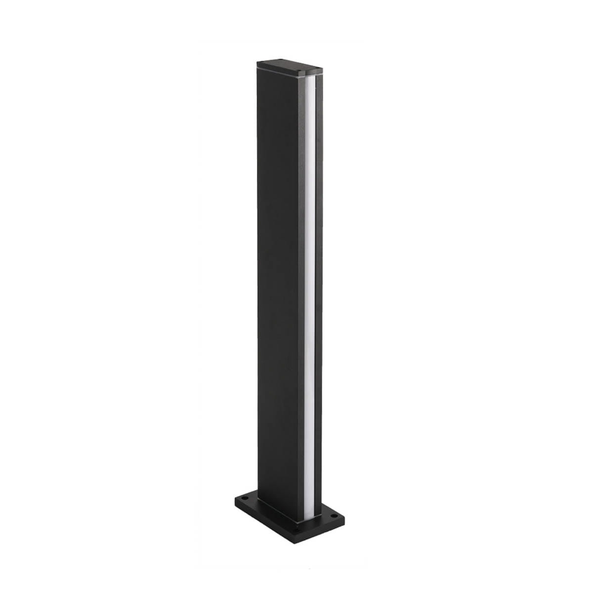 Lampa stojąca ogrodowa Grado 4K H70, o wysokości 70 cm, w kolorze czarnym, wykonana z metalu. Posiada jedną diodę LED o mocy 12W i temperaturze barwowej 4000K. Ujęcie frontalne, produkt zamontowany na solidnej podstawie.