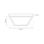 Plafon LED Casilla D50x50 o mocy 24W i temperaturze barwowej 4000K, w kształcie kwadratu o wymiarach 500x500 mm i wysokości 80 mm. Zastosowanie minimalistyczne, idealny do nowoczesnych wnętrz.