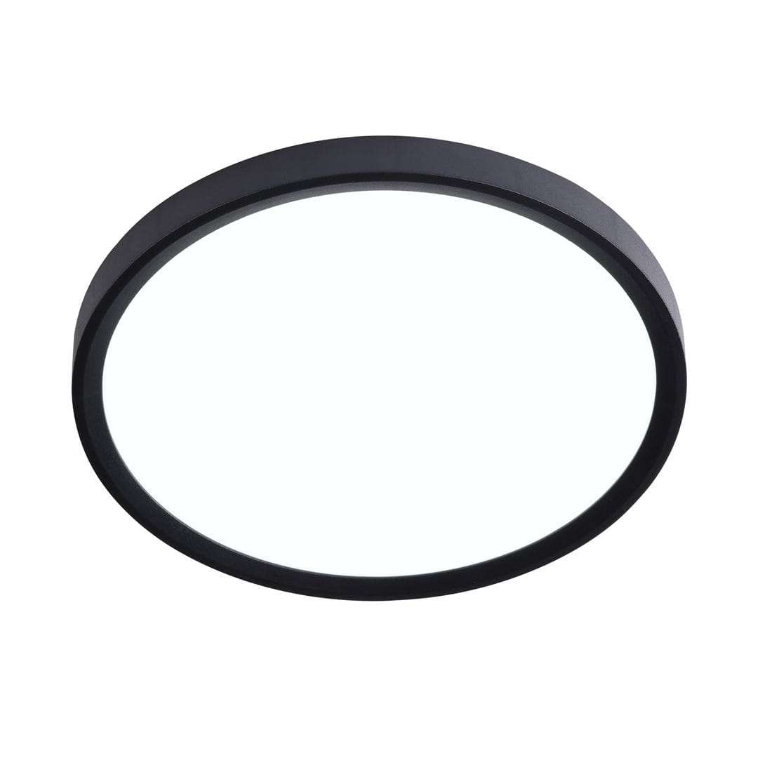 Plafon LED Maq D40 o mocy 32W w kolorze czarnym, okrągły, z matową powierzchnią. Produkt zamontowany na suficie, z białym źródłem światła w centralnej części. Prosty design, idealny do nowoczesnych wnętrz.