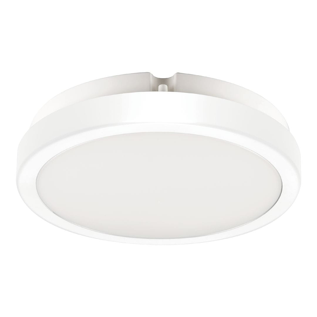 Plafon LED Vera D22 w kolorze białym, o średnicy okrągłej. Wykonany z materiału odpornego na wilgoć (IP65), z wbudowanym źródłem światła o mocy 18W i temperaturze barwowej 4000K. Ujęcie z boku, pokazujące gładką, matową powierzchnię.