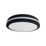 Plafon LED Marlon D18 w kolorze czarnym, o okrągłym kształcie. Umieszczony w pozycji wiszącej, oferuje moc 12W oraz temperaturę barwową 4000K, idealny do oświetlenia wnętrz z klasą IP54.