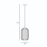 Czarna lampa wisząca Lindo z oprawą na żarówkę E27. W kształcie cylindrycznym z żebrowaną fakturą. Wymiary: wysokość 115 cm, średnica 20 cm. Zawieszona na cienkim, metalowym przewodzie. Idealna do nowoczesnych wnętrz.