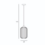 Lindo lampa wisząca 1xE27 w kolorze złotym, o cylindrycznym kształcie z pionowymi żłobieniami. Wymiary: wysokość 115 cm, średnica 20 cm. Zawieszona na cienkim przewodzie, przeznaczona do montażu sufitowego.