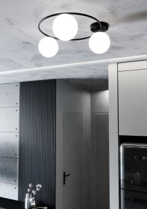 Sopra lampa sufitowa 3-punktowa czarna/opal 1257/3