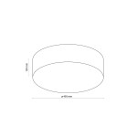 Biały plafon Rondo D45 o średnicy 450 mm i wysokości 150 mm, z czterema punktami świetlnymi. Produkt ma okrągły, prosty kształt, idealny do nowoczesnych wnętrz.