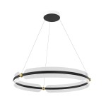 Lampa wisząca Faris 1xLED/53W w kolorze czarnym i złotym, o okrągłej formie, zawieszona na cienkich linkach. Posiada metalowe elementy w kolorze złota oraz ażurowe detale, zapewnia nowoczesny wygląd. Montaż sufitowy.