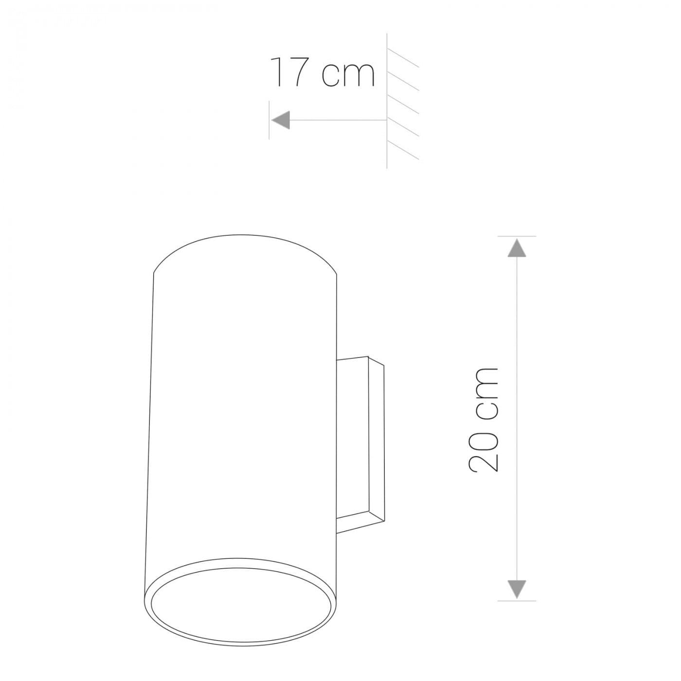 Kinkiet elewacyjny Fog w kolorze białym, o cylindrycznym kształcie, z wymiarami 17 cm szerokości i 20 cm wysokości, montowany na ścianie. Prosty design, idealny do oświetlenia zewnętrznego.