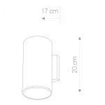 Kinkiet elewacyjny Fog w kolorze białym, o cylindrycznym kształcie, z wymiarami 17 cm szerokości i 20 cm wysokości, montowany na ścianie. Prosty design, idealny do oświetlenia zewnętrznego.