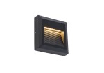 Czarna oprawa zewnętrzna Sidewalk Square 1xLED/3W w kształcie kwadratu, zamontowana na ścianie, z widoczną szczeliną emitującą światło LED. Tekstura matowa, z rowkowanym wnętrzem, przeznaczona do oświetlenia zewnętrznego.
