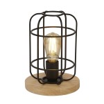 Vision lampa stołowa 1xE27 czarna/drewno EU81951-1BK