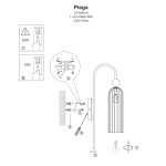 Kinkiet Piega LP-939/1W w kolorze patyny i bursztynu, z pojedynczym gniazdem E14, o maksymalnej mocy 40W. Lampa ma metalową konstrukcję z dekoracyjnym kloszem w kształcie owalnym, zamontowana na ścianie, w pozycji stojącej.