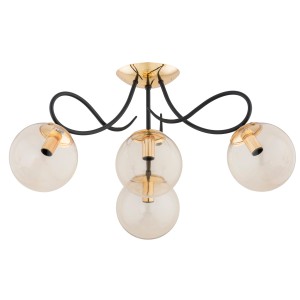 Oxa lampa sufitowa 4xE14 czarna/złota 63214