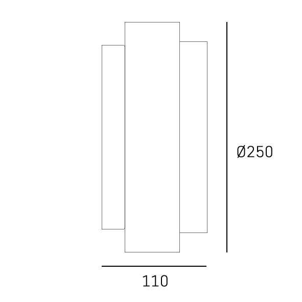 Kinkiet Coburg 2xE14 w kolorze czarnym i mosiądzu, o wymiarach 110 mm szerokości i 250 mm średnicy. Design minimalistyczny, montowany na ścianie, z dwoma miejscami na żarówki.