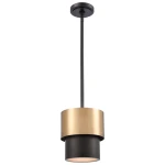 Lampa wisząca Coburg D20 z jedną oprawą E14 w kolorze czarnym i mosiężnym. Posiada cylindryczny kształt, składający się z dwóch części: górnej mosiężnej i dolnej czarnej. Zawieszona na cienkim, czarnym przewodzie.