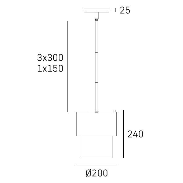 Lampa wisząca Coburg D20 z czarnym korpusem i mosiężnymi detalami, z pojedynczym gniazdem E14. Wymiary: średnica 200 mm, wysokość 240 mm, długość zawieszenia 125 mm. Prosty, nowoczesny design, idealna do różnych wnętrz.