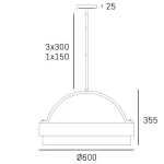 Lampa wisząca Coburg D60 w kolorze czarnym i mosiężnym, z sześcioma gniazdami E14. Okrągła, z domkiem o średnicy 600 mm i wysokości 355 mm, zawieszona na cienkim pręcie. Idealna do nowoczesnych wnętrz.