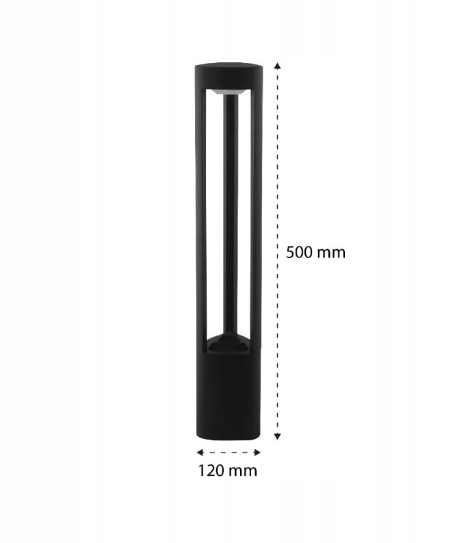 Lampa stojąca ogrodowa Mario H50 w kolorze antracytowym, o wysokości 500 mm i średnicy 120 mm. Wyposażona w oprawę na żarówkę GX53, z prostym, cylindrycznym kształtem i otwartą konstrukcją, idealna do oświetlenia przestrzeni zewnętrznych.