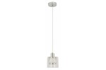 Lampa wisząca Elmo 1xE14 w kolorze chromu z przeźroczystym kloszem, zawieszona na cienkim przewodzie. Kształt cylindryczny klosza, z widoczną żarówką wewnątrz, montowana do sufitu. Tło proste, białe.