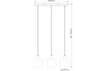 Lampa wisząca Elmo 3xE14 w chromowanym wykończeniu z przezroczystymi kloszami, o wymiarach 45x6 cm. Wysokość regulowana od 50 do 120 cm, z trzy kloszami o średnicy 12 cm, zawieszonymi na cienkich linkach.