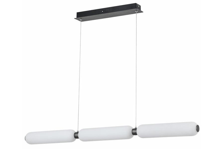 Lampa wisząca Catkin 3xLED/24W w kolorze czarnym. Posiada trzy cylindryczne klosze w kolorze białym, zawieszone na cienkich linkach. Utrzymana w prostym, nowoczesnym stylu, montowana na płaskim, prostokątnym stelażu.