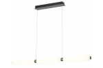 Lampa wisząca Catkin z trzema źródłami światła LED o mocy 24W, w kolorze czarnym. Posiada prostokątną podstawę oraz trzy cylindryczne klosze w odcieniu białym, zawieszone na cienkich linkach. Ujęcie frontalne na jasnym tle.