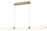 Lampa wisząca Catkin 3xLED/24W w kolorze złotym, z trzema okrągłymi, matowymi kloszami w białym kolorze. Ujęcie frontalne, zawieszona na cienkich linkach z metalowym mocowaniem. Idealna do nowoczesnych wnętrz.