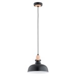 Solo II lampa wisząca 1xE27 czarna/drewno 61314