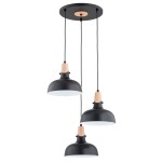 Solo lampa wisząca 3xE27 czarna/drewno 62391