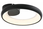 Lampa sufitowa Thea w kolorze czarnym, z okrągłym, matowym kloszem i białym wnętrzem, montowana na suficie. Źródło światła LED o mocy 20W. Widok z boku, ukazujący kształt i konstrukcję lampy.
