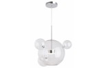 Lampa wisząca Multiverse z chromowanym wykończeniem, wyposażona w jedną diodę LED 10W. Posiada szklane, przezroczyste kuliste klosze o różnych średnicach, zawieszona na cienkim, białym kablu. Idealna do nowoczesnych wnętrz.