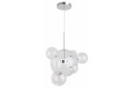 Lampa wisząca Multiverse 1xLED/10W w kolorze chromu z przezroczystymi kulistymi kloszami. Produkt zawieszony na cienkim przewodzie, z centralnym elementem montażowym. Wymiary i detale mogą się różnić.