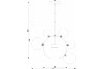 Lampa wisząca Multiverse z jednym źródłem LED 10W w chromowanym wykończeniu. Okrągła konstrukcja z pięcioma okrągłymi kloszami, zawieszona na regulowanym przewodzie. Wymiary: wysokość 1230 mm, średnica 500 mm.