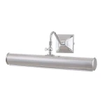 Kinkiet Picture Light 2xE14 w wykończeniu polerowanego chromu. Owalna, metalowa oprawa w kształcie rurki z regulowanym uchwytem, montowana na prostokątnej podstawie. Elegancki design, idealny do oświetlenia obrazów lub dekoracji.