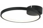 Czarna lampa sufitowa Ragi z jedną diodą LED o mocy 8W. Okrągła, płaska konstrukcja z metalowym wykończeniem. Widoczna biała oprawa świetlna, zamontowana do sufitu. Idealna do nowoczesnych wnętrz.