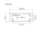 Kinkiet elewacyjny Arma w ciemnym popielu, z jedną diodą LED o mocy 9W. Prostokątny kształt z wymiarami 22,5 cm x 8 cm x 3,3 cm, z widocznymi otworami montażowymi. Przeznaczony do użytku na zewnątrz, idealny do oświetlenia ogrodów.