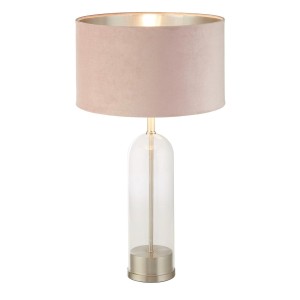 Oxford lampa stołowa 1xE27 satynowy nikiel/różowa EU81713PI