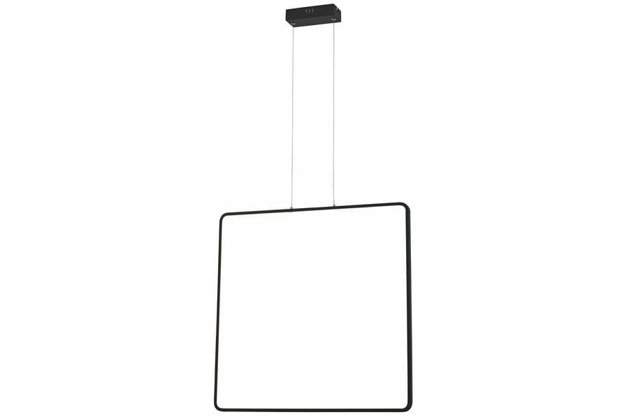Lampa wisząca Anaya 1xLED/30W w czarnym kolorze o prostokątnym kształcie. Zawieszona na dwóch linkach, z metalowym stelażem. Prosty design, idealna do nowoczesnych wnętrz. Tło białe.