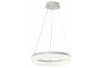 Lampa wisząca Cornelia, biała, z jedną diodą LED o mocy 24W. Okrągła konstrukcja z matowego metalu, zawieszona na cienkich linkach. Prosty design, idealna do nowoczesnych wnętrz.