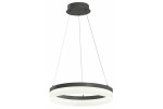 Lampa wisząca Cornelia 1xLED/24W w kolorze czarnym, z okrągłym, matowym kloszem w kształcie pierścienia. Zawieszona na cienkich linkach z sufitu, prezentuje nowoczesny design. Białe światło LED otacza czarną obręcz, tworząc efektowne oświetlenie.