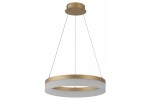 Lampa wisząca Cornelia 1xLED/24W w kolorze złotym z okrągłym, matowym kloszem. Zawieszona na cienkich linkach, z okrągłym metalowym mocowaniem. Wymiary i detale konstrukcji podkreślają nowoczesny design.