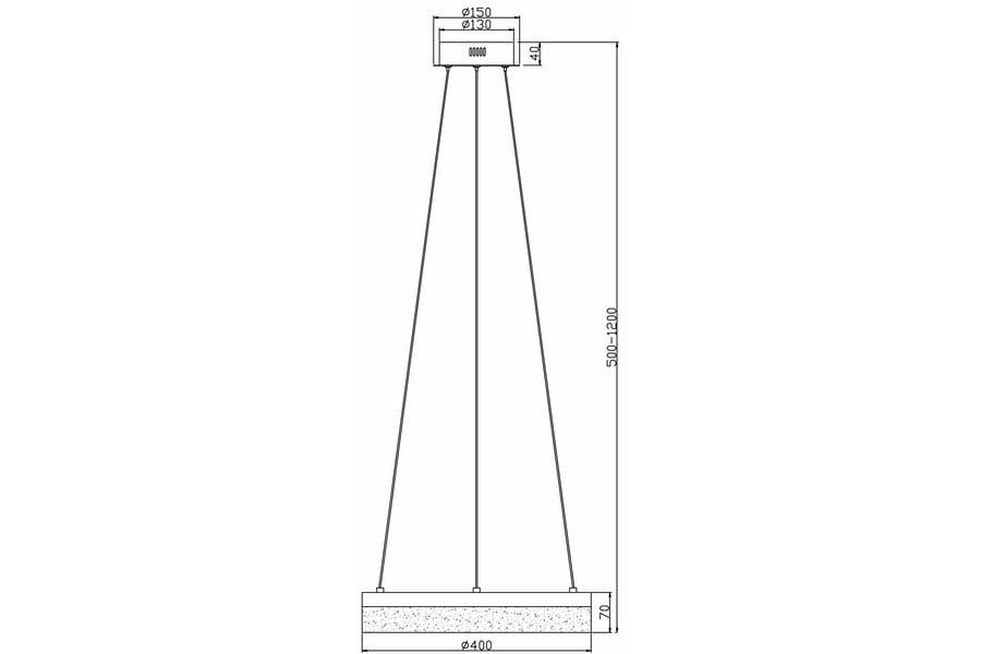Lampa wisząca Cornelia 1xLED/24W w złotym kolorze, z okrągłym kloszem o średnicy 400 mm. Posiada regulowane zawieszenie, z długością od 500 do 1200 mm. Prosty, nowoczesny design, idealna do aranżacji wnętrz.