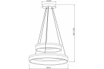 Lampa wisząca Cornelia w kolorze czarnym, z podwójnym okrągłym kloszem LED o średnicy 600 mm i 280 mm. Regulowana wysokość 500-1200 mm. Prosta konstrukcja z metalowym mocowaniem, idealna do nowoczesnych wnętrz.