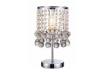 Lampa stołowa London Crystal z chromowaną podstawą i kloszem zdobionym przezroczystymi kryształkami. Źródło światła E14 umieszczone w centralnej części. Całość ma elegancki, dekoracyjny charakter, idealna do nowoczesnych wnętrz.