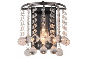 London Crystal kinkiet 1xE14 czarny chrom 227701-29