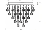 Lampa sufitowa Lancaster Crystal z trzema miejscami na żarówki E14 w kolorze złotym. Kształt prostokątny, z wiszącymi dekoracyjnymi elementami w formie siatkowych kul. Wymiary: 32 cm szerokości, 26 cm długości, 26,8 cm wysokości.