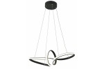 Lampa wisząca Adila w kolorze czarnym z jedną diodą LED o mocy 30W. Ma nowoczesny, asymetryczny kształt z trzema okręgami, zawieszona na cienkich linkach, zamocowana do sufitowego mocowania.