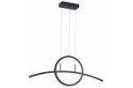 Lampa wisząca Evora w kolorze czarnym z dwoma źródłami LED o mocy 23W. Posiada okrągły kształt z poziomą, cienką belką. Zawieszona na cienkich linkach z sufitem, prezentuje nowoczesny design.